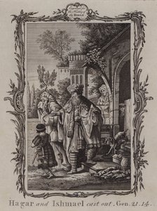 Hagar i Ismael wypędzeni (rycina) autorstwa English School