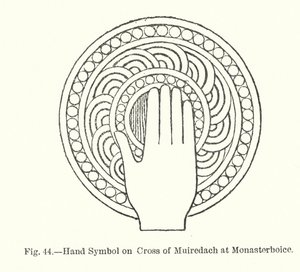 Symbol dłoni na krzyżu z Muiredach w Monasterboice (grawerowanie) autorstwa English School