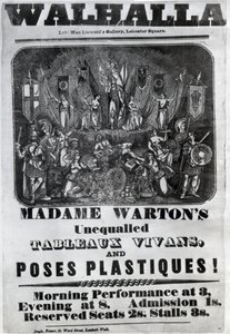 Ulotka reklamująca „Niezrównane Tableaux Vivans i Poses Plastiques Madame Warton”, ok. 1847 r. autorstwa English School