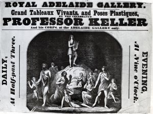 Ulotka reklamująca „Wielkie Tableaux Vivants Profesora Kellera”, ok. 1846 (lito) autorstwa English School