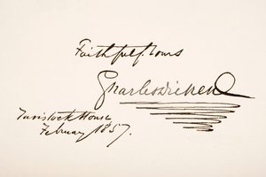 Pismo i podpis Charlesa Dickensa, 1857 autorstwa English School