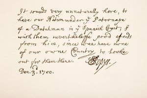 Pismo i podpis Samuela Pepysa, 1700 autorstwa English School
