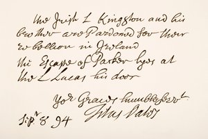 Pismo i podpis Titus Oates, 1694 autorstwa English School