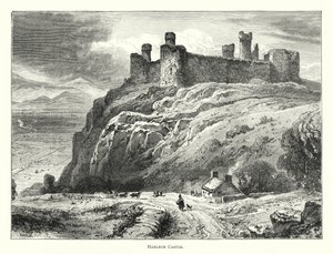 Zamek Harlech (rycina) autorstwa English School