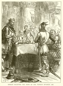 Harold odbiera wieści o inwazji normańskiej, 1066 autorstwa English School