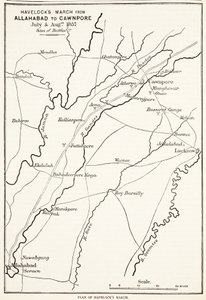 Havelocks Marsz z Allahabadu do Cawnpore, lipiec i sierpień 1857, z Cassells Illustrated History of England autorstwa English School
