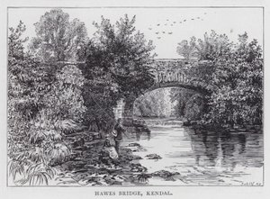 Hawes Bridge, Kendal (grawerowanie) autorstwa English School