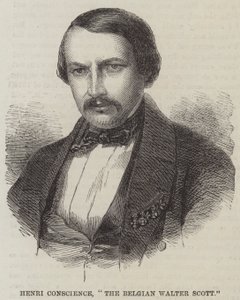 Henri Conscience, „Belg Walter Scott” (grafika) autorstwa English School
