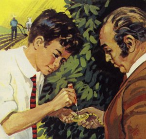 Henry Ford zachwycony naprawianiem zegarków sąsiadów autorstwa English School