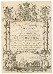 Henry Hastings, Nightman, karta handlowa autorstwa English School