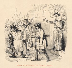 Henryk II (1133-89) odwołujący zagranicznych baronów autorstwa English School