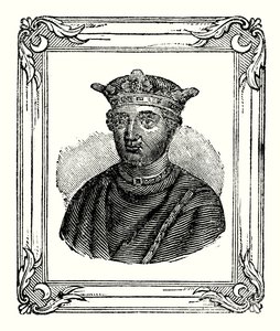 Henryk II urodził się w 1131 r., koronował w 1154 r. i zmarł w 1189 r. (rycina) autorstwa English School