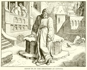 Henryk IV na dziedzińcu w Canossa autorstwa English School