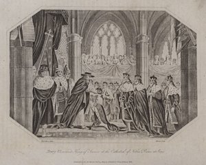 Henryk VI koronowany na króla Francji w katedrze Notre Dame w Paryżu, 1431 autorstwa English School