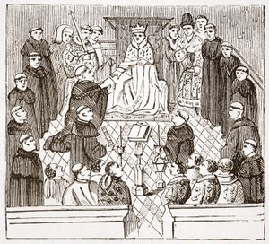 Henryk V i jego parlament (z Harleian MMS w British Museum), ilustracja z Historii protestantyzmu Jamesa Aitkena Wylie (1808-1890), wyd. 1878 autorstwa English School