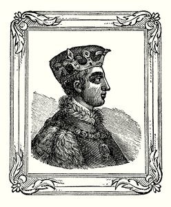 Henryk V urodził się w 1388 r., koronowany w 1413 r., zmarł w 1422 r. (ryty) autorstwa English School