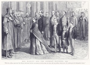 Jej Wysokość i ranni krymscy, 1856 autorstwa English School