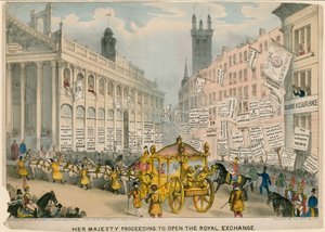 Jej Wysokość otwiera Royal Exchange w Londynie autorstwa English School