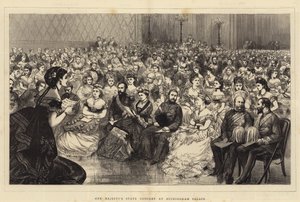 Koncert państwowy Jej Królewskiej Mości w Pałacu Buckingham (rycina) autorstwa English School