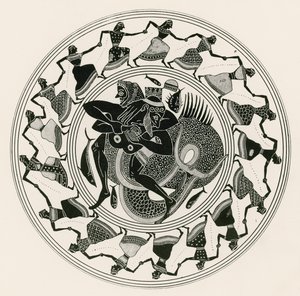 Herakles siłujący się z Trytonem (rycina) autorstwa English School