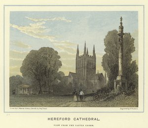 Katedra w Hereford, widok z zamku Green autorstwa English School