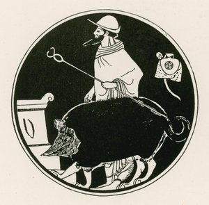 Hermes i zamaskowany pies (grawerunek) autorstwa English School