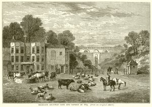 Brama Archway Highgate i tawerna w 1825 r. autorstwa English School