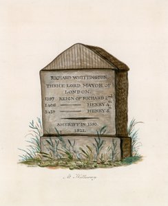 Highgate Hill, Whittington Stone (wc na papierze) autorstwa English School
