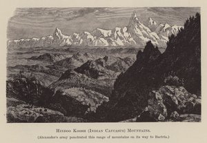 Hindoo Koosh, indyjski Kaukaz, góry (rycina) autorstwa English School