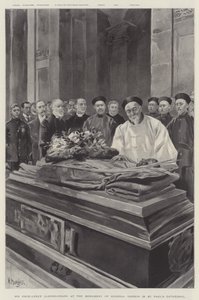 Jego Ekscelencja Li-Hung-Chang przy pomniku generała Gordona w katedrze św. Pawła (lito) autorstwa English School
