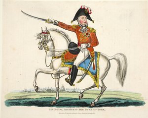 Jego Królewska Wysokość Książę Yorku, wyd. autorstwa Richarda Evansa, sztychowane przez Romneya, ilustracja z Historycznego sprawozdania z bitwy pod Waterloo autorstwa Williama Mudforda, 1816 autorstwa English School