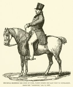 Jego Królewska Wysokość Książę Yorku, wzięty podczas ostatniej wizyty w Newmarket, z „Obserwatora”, 8 stycznia 1827 (rycina) autorstwa English School