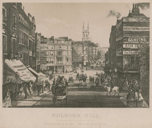 Holborn Hill, jak wygląda przed budową wiaduktu Holborn autorstwa English School