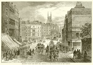 Holborn Valley i Snow Hill przed budową wiaduktu autorstwa English School