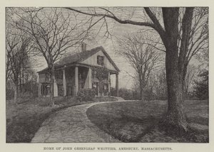 Dom Johna Greenleafa Whittiera, Amesbury, Massachusetts (grawerowanie) autorstwa English School