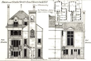 Dom i studio, Steeles Road, Haverstock Hill, z The Building News, 9 lutego 1877 r. autorstwa English School