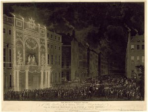 Dom przy Portman Square ambasadora Francji, oświetlony na cześć pokoju, 29 kwietnia 1802 r. autorstwa English School