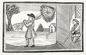 O tym, jak wielka siła Toma Hickathrifta stała się znana, ilustracja z książki Chap-books of the Eighteenth Century Johna Ashtona, wyd. 1882 autorstwa English School