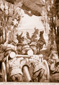 Jak Zeppelin 5 został zniszczony i schwytany przez rosyjską kawalerię, 1914-19 autorstwa English School