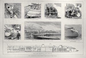 Jak buduje się łódź torpedową w zakładzie panów Yarrow and Co., Topola, z „The Illustrated London News”, 27 marca 1886 autorstwa English School