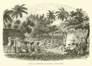 Ofiary z ludzi na Tahiti, po Cook autorstwa English School