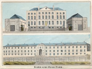 Hyde Park Barracks, Londyn (wc na papierze) autorstwa English School