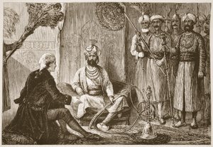 Hyder Ali i misjonarz, ilustracja z Cassells Illustrated History of India autorstwa Jamesa Granta, wyd. 1879 autorstwa English School