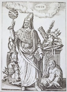 Idealna postać Hermesa Trismegistosa, kopia ilustracji z Wróżbiarstwa i zabytków magicznych Jean-Jacques Boissard, 1605, opublikowana pod koniec XIX wieku autorstwa English School