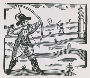 Ilustracja przedstawiająca łucznictwo autorstwa English School