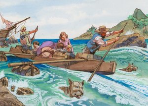 Ilustracja do szwajcarskiej rodziny Robinson autorstwa English School