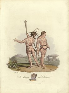 Ilustracja do stroju pierwotnych mieszkańców Wysp Brytyjskich autorstwa English School