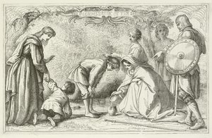 Ilustracja do The Pilgrims Progress autorstwa Johna Bunyan autorstwa English School