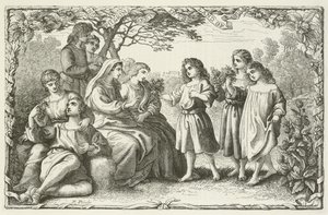 Ilustracja do The Pilgrims Progress autorstwa Johna Bunyan autorstwa English School