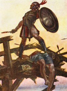 Ilustracja do opowieści z historii Rzymu (kolorowa litografia) autorstwa English School
